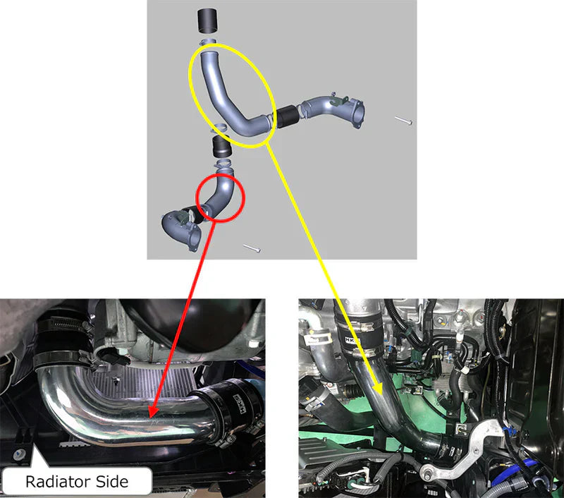 HKS Front Mount Intercooler & Piping Kit - Engine Bay