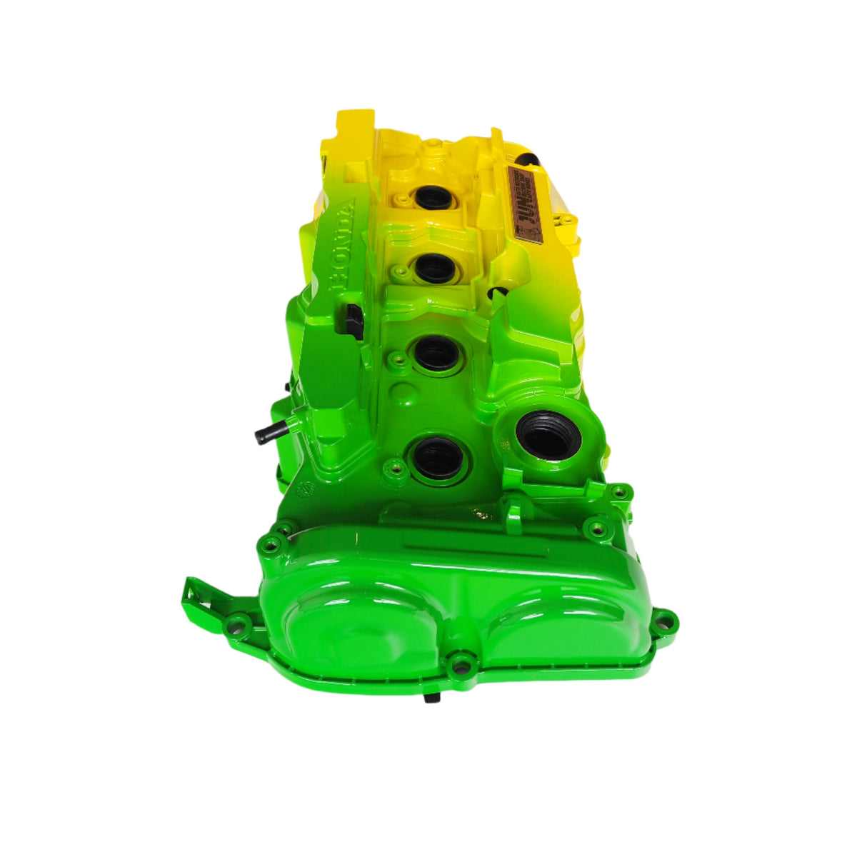 Jun Auto K20C1 Valve Covers - Green/Yellow - Engine Bay