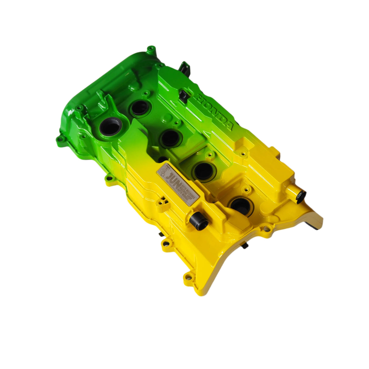 Jun Auto K20C1 Valve Covers - Green/Yellow - Engine Bay
