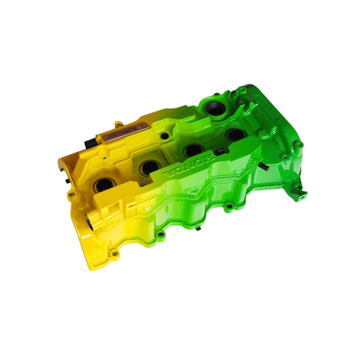 Jun Auto K20C1 Valve Covers - Green/Yellow - Engine Bay