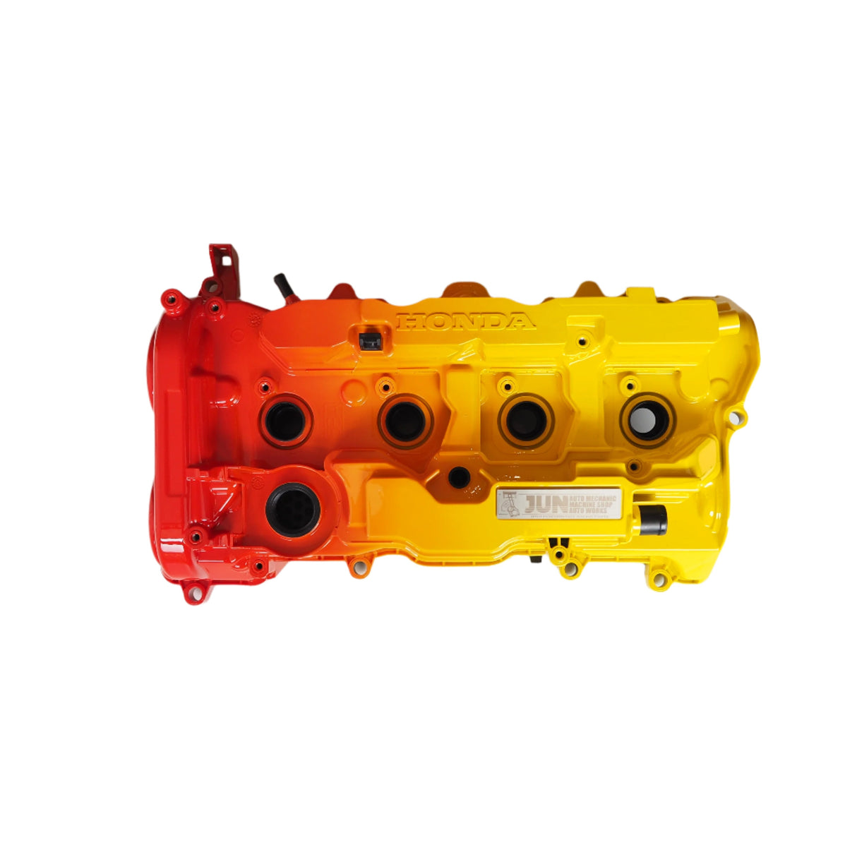 Jun Auto K20C1 Valve Covers - Red/Yellow - Engine Bay