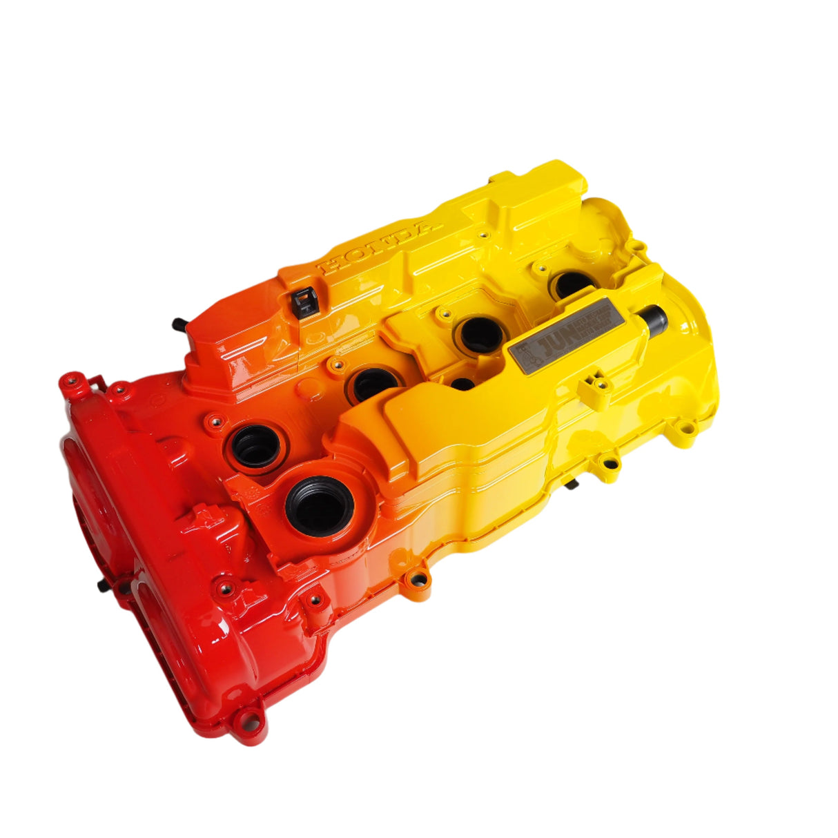 Jun Auto K20C1 Valve Covers - Red/Yellow - Engine Bay