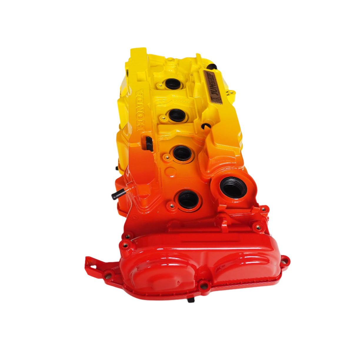 Jun Auto K20C1 Valve Covers - Red/Yellow - Engine Bay