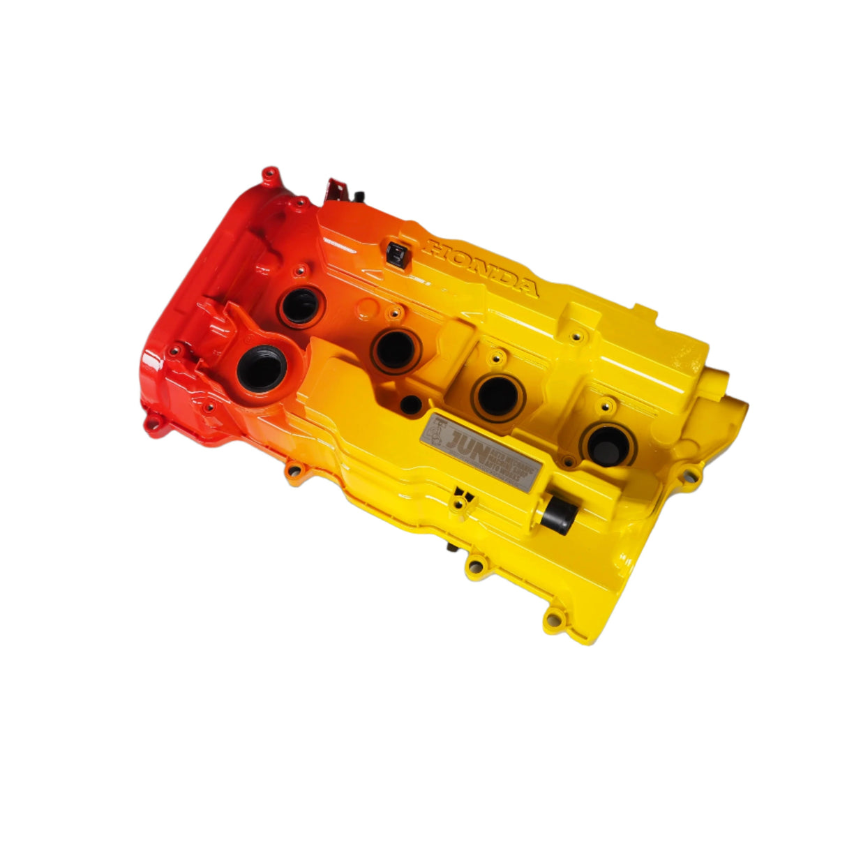 Jun Auto K20C1 Valve Covers - Red/Yellow - Engine Bay