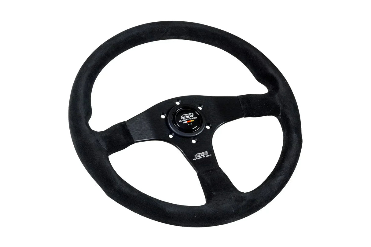 Mugen Racing III 350mm Steering Wheel - Suede Leather - Black Stitching - Interior