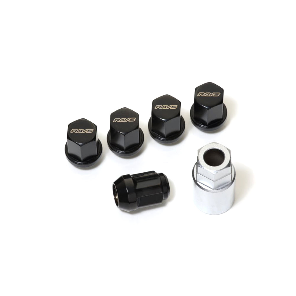 Rays 19Hex Lock & Nut Set - Steel Wheel Nuts - M14x1.5 / Black - Wheel Accessories