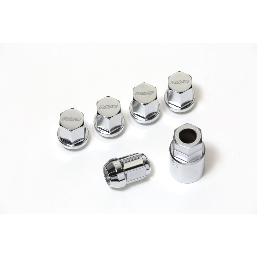 Rays 19Hex Lock & Nut Set - Steel Wheel Nuts - M14x1.5 / Silver - Wheel Accessories