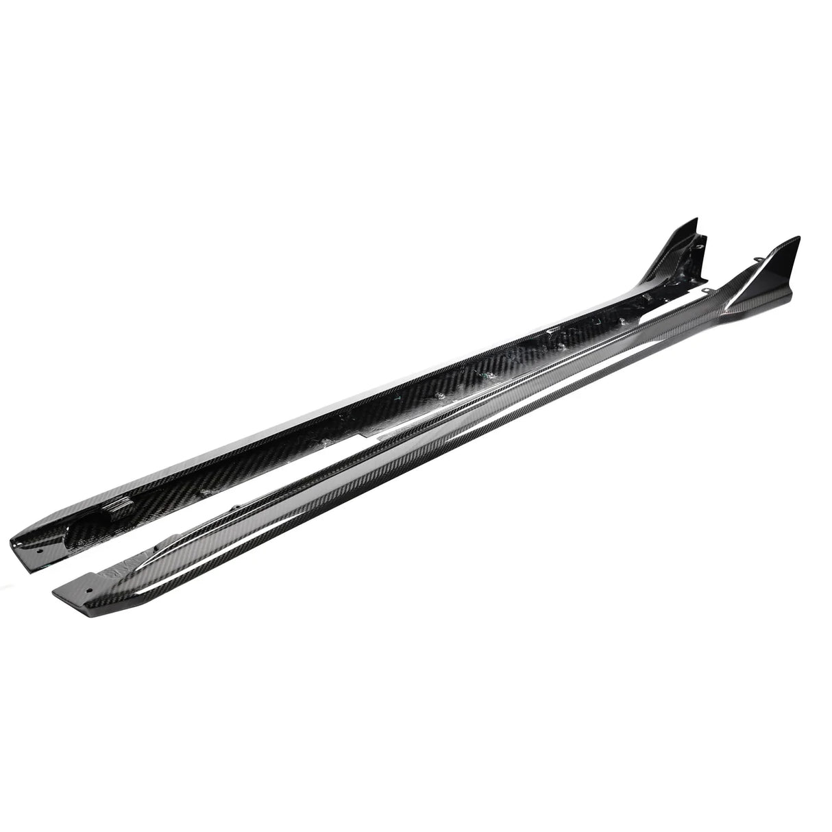 Carbon fiber side skirts on a white background Garage IMMI