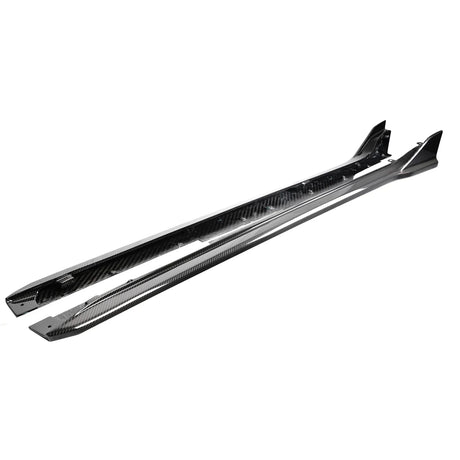 Carbon fiber side skirts on a white background Garage IMMI