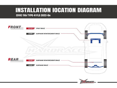 Hardrace Front Strut Brace - Honda Civic Type R FL5 - Garage IMMI  Garage IMMI
