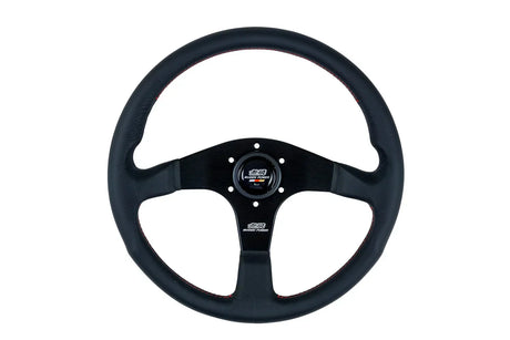 Mugen Racing III 350mm Steering Wheel - Smooth Leather - Red Stitching - Interior Garage IMMI