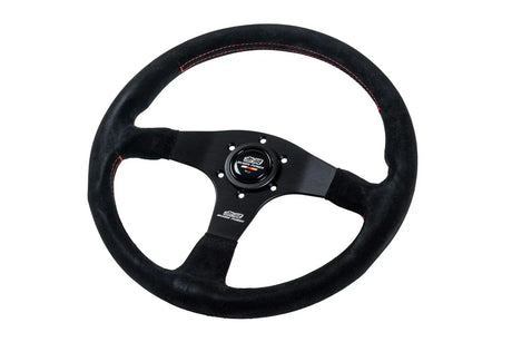 Mugen Racing III 350mm Steering Wheel - Suede Leather - Red Stitching - Interior Garage IMMI
