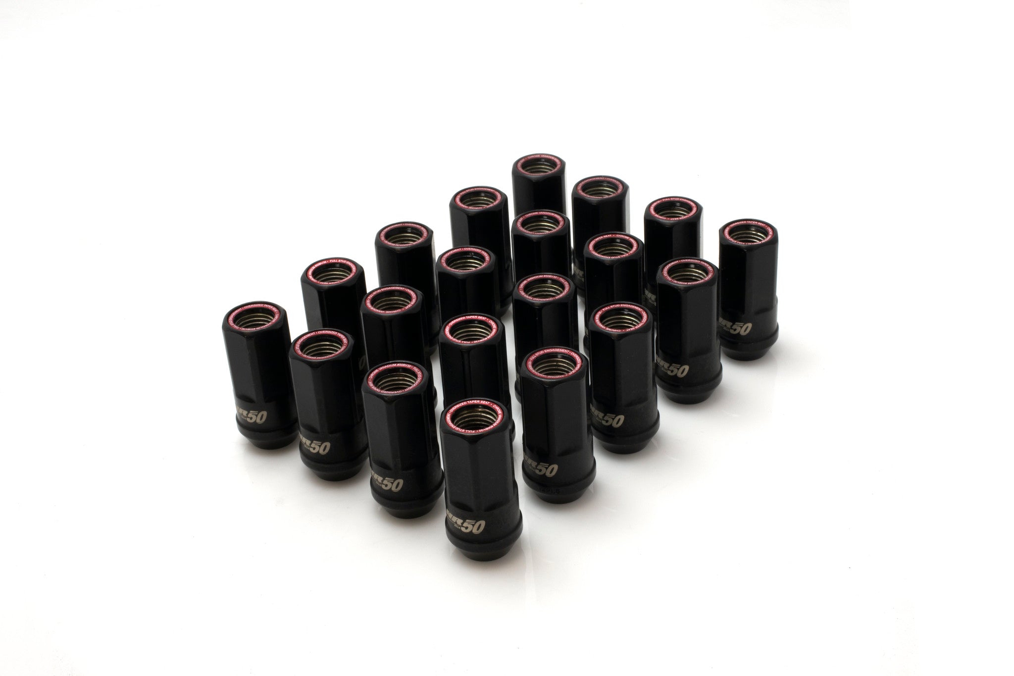 Muteki HR50 Lug Nuts - Black/Red M14x1.5 - Honda FL5/FK8