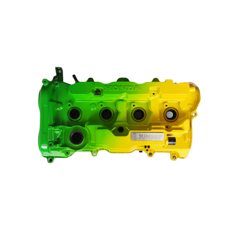Jun Auto K20C1 Valve Covers - Green/Yellow - Engine Bay