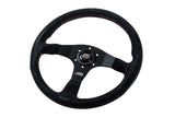 Mugen Racing III 350mm Steering Wheel - Suede Leather - Red Stitching - Interior